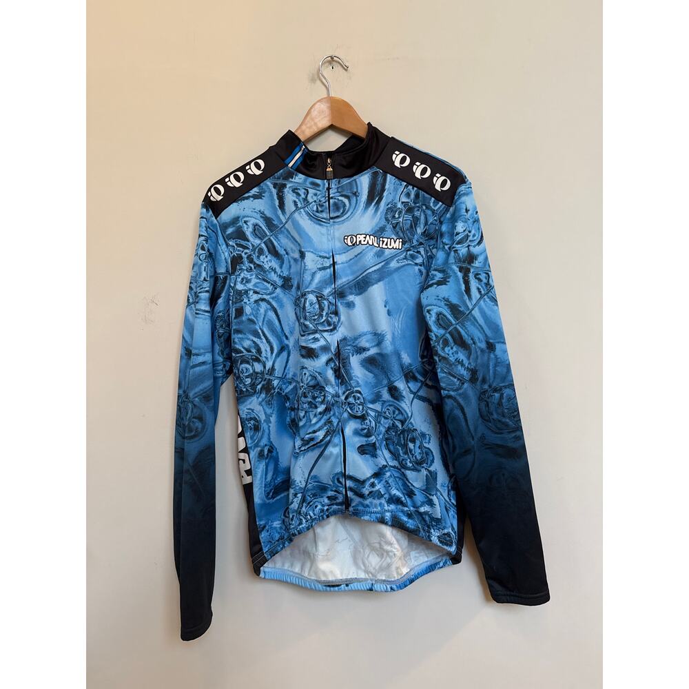 PEARL IZUMI Men’s Cycling windbreaker jacket lightweight blue printed full zip